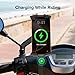 Pengxinhui Motorcycle Phone Mount,with USB Charger (QC3.0/PD3.0 Fast Charging),Built-in Retractable Type-C Data Cable,with Motorcycles and Electric Bicycles,Compatible with All Phones from 4.7-6.8