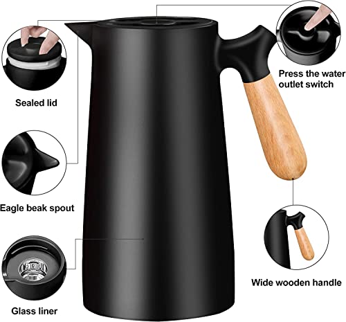 Image of Haus Alchemy 1000 ML Thermal Flask Double Wall Vacuum Thermos Jug for Hot & Cool Drinks Keeps Hot Drinks Hot for 12 Hours and Cool Drinks Cool for 24 Hours (Black)