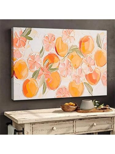 Peinture abstraite orange encadrée pour raviver un mur blanc de salon 30x45
