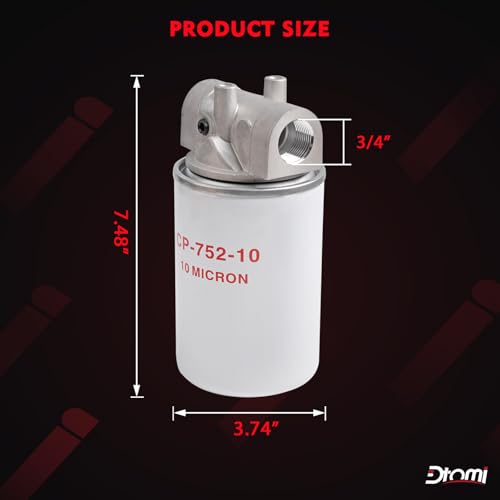 Dtomi Hydraulic Oil Filter 10 Micron - 20 GPM Flow Rate, 200 PSI Max Pressure, 1"-12 UNF Thread | Spin-On Filter Housing for Log Splitters Replaces# 120-818, 723-0405, 221006 Oil Filter Kit by Dtomi - Image 2
