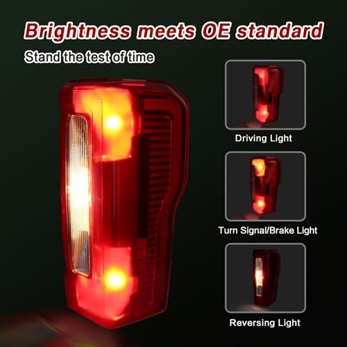 Image of Tail Lights Fit for 2023-2025 Ford F250 F350 Super Duty | Halogena Type Rear Light Accessories Rear Brake Lamp Signal Assembly OE:PC3Z13404D (No Blind Spot, Right Passenger Side)