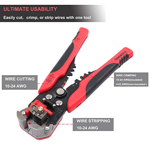 Wire Stripper,Knoweasy 8 Inch Wire Stripping Tool and Automatic Strippers for 10-24 AWG - Thumbnail 5