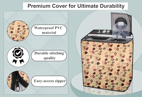 Image of Stylista Washing Machine Cover Compatible for Godrej 9 KG Semi-Automatic Top Loading WSEDGEPRO900ESLISP, Petals Pattern Yellow