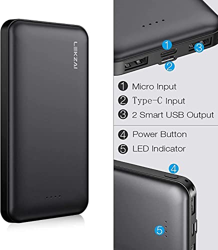 Lekzai 2-Pack 10,000Mah Portable Charger With Usb-C (Input Only), Dual Usb Output Power Bank Slim Battery Pack Compatible With Iphone Samsung Galaxy And More #TOP4