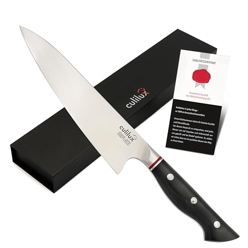 culilux® Kobe 2.0 Kochmesser 20 cm extrem scharfes Profi Küchenmesser aus 14C28N Schweden-Stahl 62HRC ergonomischer G10-Griff High Carbon Gyuto Chefmesser