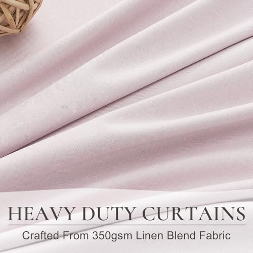 Image of Baby Pink Linen Nursery Curtains 2 Panels Pinch Pleated 102 Inches Long, Thermal Blackout Curtains White Backing Princess Room Darkening Drapes Fabric Thick for Bedroom Windows Treatment(40 inchWx102 inchL)