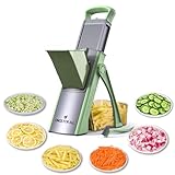 ONCE FOR ALL Upgrade Safe Mandoline Slicer Plus, Adjustable Vegetable Food Chopper Potato Fries French Fry Cutter, Detachable Blade, Kitchen Chopping Artifact, New Kitchen Gift JS03 Green
