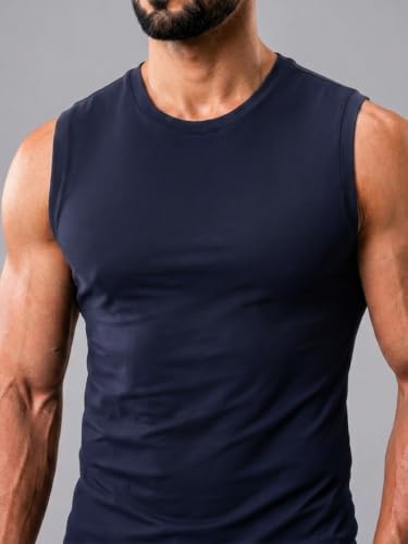 Image of CHKOKKO Gym Sleeveless T Shirt for Men Workout Compression Tanktop Sando Cut Sleeves Tees Gym Vest for Man Athletic Dry Fit for Sports Fitness & Exercise