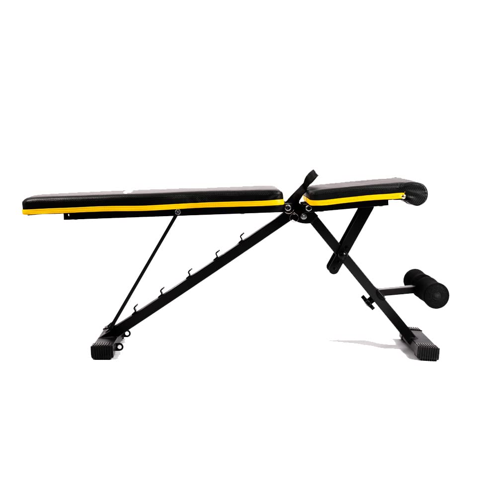 TechFit - Banco de entrenamiento negro, banco multifunción ajustable para ejercicios de levantamiento de pesas y tonificación, entrenamiento completo del cuerpo, plegable, plano, inclinación, declive