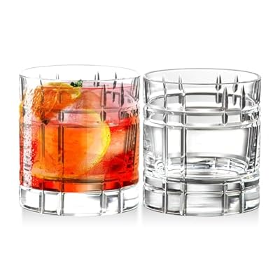 Barski Whiskey Glasses - Double Old Fashioned Rocks Glass - Set of 2 Lowball Tumbler - DOF Crystal Glass Tumblers - For Scotch - Bourbon - Water - Beverage - Drinking Glasses - 11 oz - Made in Europe
