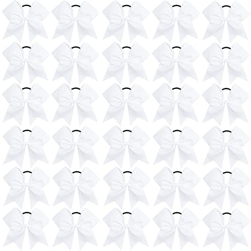 CN White Large Cheer Bows, Cheerleading Bows Ponytail Holder for Girls