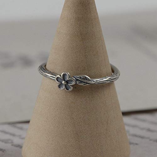 Bague réglable en argent S925 anti-doigts gonflés style fleuron mode - 4