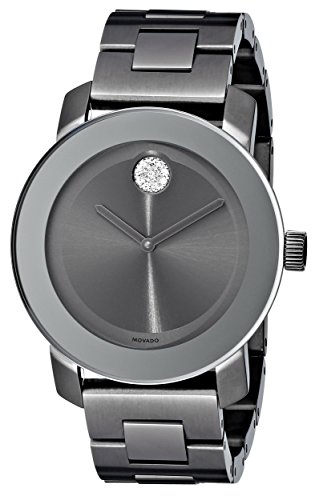 Image of Movado Women's 3600103 Bold Gunmetal-Tone Bracelet Watch with Swarovski Crystals, Grey / Metallic, 36 mm, Quartz Watch,Quartz Movement