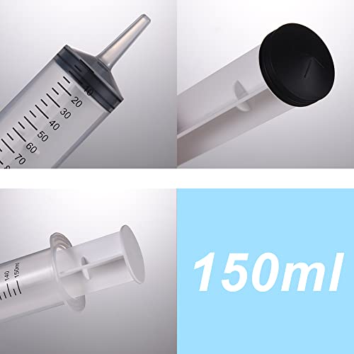 Image of 3 PCS 150 ML Large syringes , Plastic Garden Industrial syringes for Scientific Labs, Measuring, Watering, Refilling,Filtration Multiple Uses