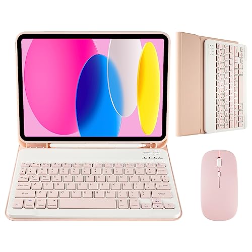 Funda para iPad de 10a generación con teclado y mouse inalámbrico inteligente para iPad 10.9