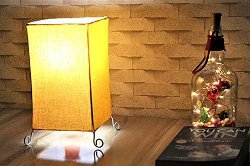 Image of Handicraft Table Lamp Shade Pendant Lighting | Fabric Shade | Sconce Lighting | Floor Lamp | Steady Lamp | On /Off Switch | Pack Of 2 | Square Orange