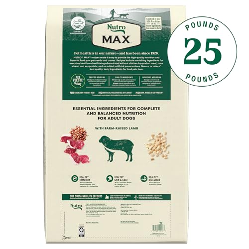 Image of Nutro Max Adult Recipe Dry Dog Food, Farm-Raised Lamb, 25 lb