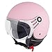 VINZ Stelvio Jethelm Roller Helm Fashionhelm | In Gr. XS-M | Jet Helm Uni Colour | ECE Zertifiziert | Motorradhelm mit Visier | Rosa Matt