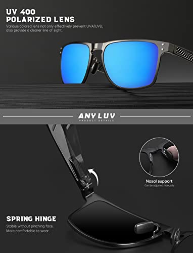 Image of ANYLUV Polarized Sunglasses for Men Rectangular Classic Al-Mg Metal Frame Sun Glasses Mens Sunglasses with UV Protection