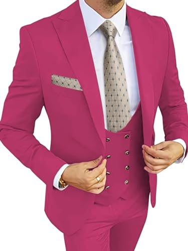 Men's Suits for Men Slim Fit Double Breasted Suit Men 3 Piece Set Mens Suit for Groom Wedding Prom Party Business