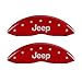 MGP Caliper Covers 42011FJEPRD Caliper Cover (Red Powder Coat Finish, Engraved Front: JEEP, Silver Characters, Front set 2)
