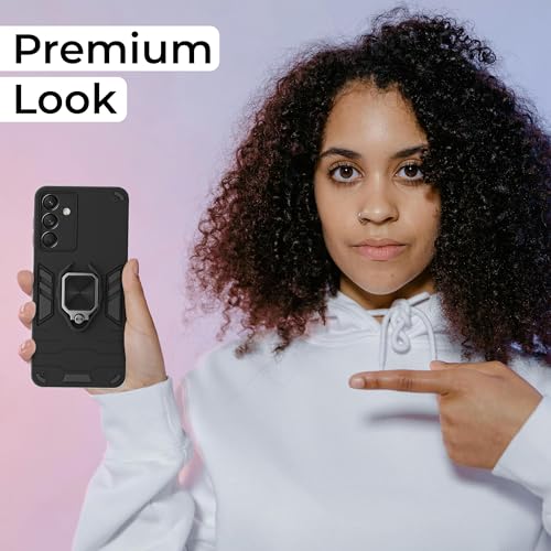Image of A rtistque Armor Bumper Back Case Cover for Samsung Galaxy M55 / M55s / F55 5G | Stylish Ring Holder & Inbuilt Stand | Shockproof TPU Protective Design | Samsung M55 / M55s / F55 Back Cover - Black