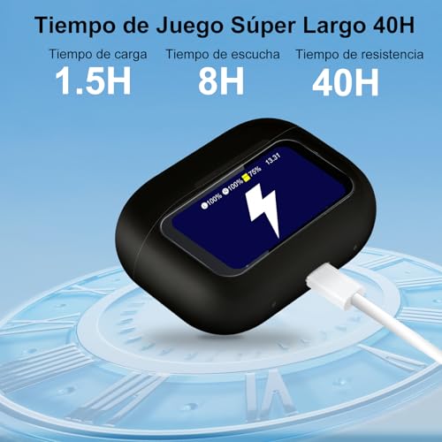 Auriculares Bluetooth, 2025 LED Full Color Touch Screen Wireless Earbuds, Inalámbricos Earbuds Bluetooth 5.4 in Ear, ANC+ENC Noise Cancelling, 13 Pantalla Conmutable, Auriculares con Pantalla (Negro) - imagen 5