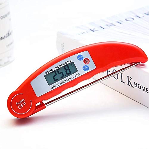 Meat Thermometer, Digital Cooking Thermometer, Food Thermometer with High Accuracy, Instant Read Probe Thermometer for Kitchen Cooking, BBQ, Milk, Foldable-Black