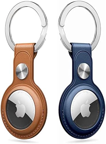 2 Pack Premium PU Leather Case Cover for Airtags | Secure-Fit, Anti-Fall, Water & Scratch Resistant | AirTag Keyring, AirTag Holder & Keychain for AirTags | Lightweight, Improved Design (Pink+White)