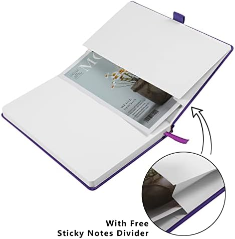A5 Notebook, Notebook A5 200 Pages 80 GSM Journal Notebook Hardback Notepad with Lined Pages, Pen Loop, and Inner Pocket (Purple)