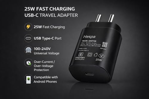 Image of 25W PD 3.0 USB-C Fast Charger Adapter | Compatible with Samsung Galaxy M17, M07, F36, M35, M06, A55, M16, F05, F55, S25, S24, S23, Z Fold /Flip 7 /6 /5, Tab | Type-C PD Charging Adaptor, by HESPA