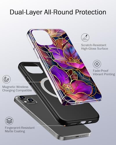 Bemal Cute Floral Case for iPhone 14/iPhone 13,Wireless Charging Compatible - 1