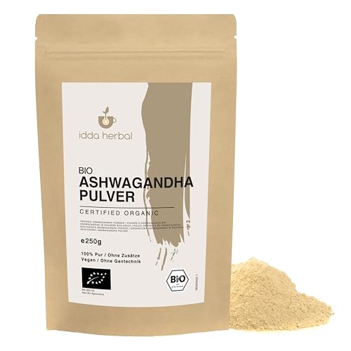 Produktfoto von BIO Ashwagandha Pulver (250g), Gemahlene Ashwagandha Wurzel, Ashwagandha Pulver aus biologischem Anbau, 100% Natürlich&hellip;