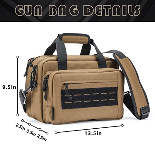 VEAGIA Range Bag,Pistol Case,Gun Range Bags For Handguns And Ammo Pouch 2 Pistols Soft Carrying Shooting Bag (Brown) - Thumbnail 6