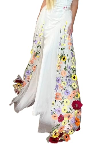 Bridal Wedding Overskirt,Flower Applique Train Detachable Skirt,Only Length 66