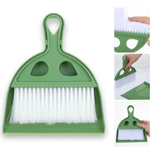 Ouligay Tischbesen mit Schaufel Handfeger und Schaufel, Tischbesen Besen und Kehrschaufel Set, Mini Kehrblech Handfeger Besen, SchaufelBesen Set für Haus, Büro, Schule, Haustier Reinigung