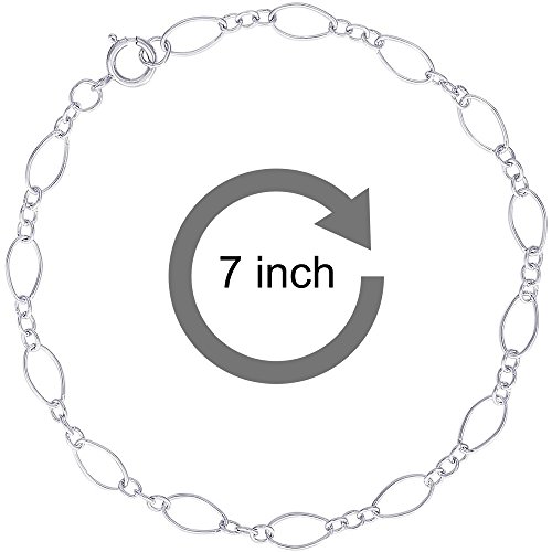 Rembrandt Charms Sterling Silver Hockey Disc Charm on a Figaro Link Bracelet, 7\" - Thumbnail 4