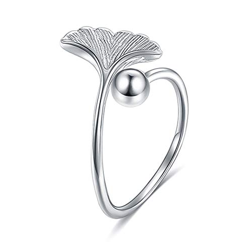 Bague argent sterling feuille de ginkgo unique, idée cadeau femme et fille