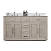 UrbanFurnishing.net - Grace 60-Inch (60") Mid-Century Bathroom Sink Vanity Set with Carrara White Quartz Top - Antique Gray