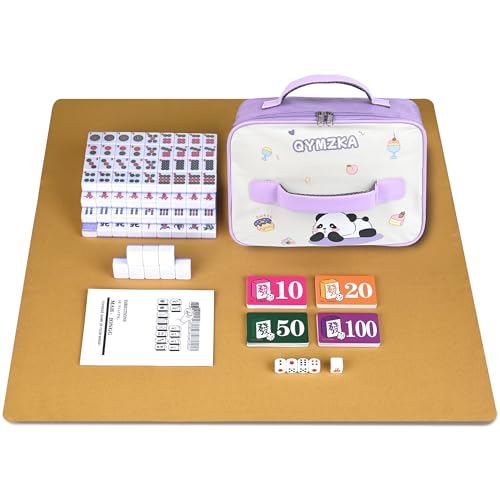 Jeu de mahjongg complet en mélamine violette 146 carreaux avec manuel