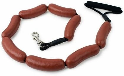 ThePetStop Hot Dog Sausage Links Dog Leash Pet Foam Rubber Handle