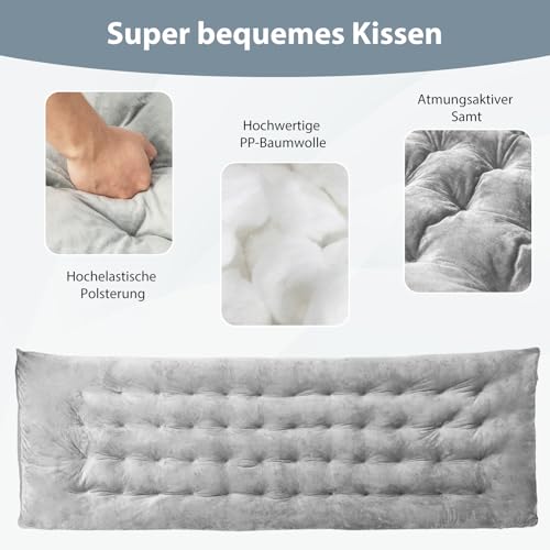 Acolchado 7 cm Funda para Tumbona de Jardín y Cama de Camping Gris 3