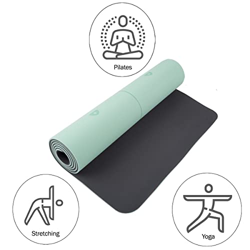 Yoga Mat With Alignment Marks - Lightweight Exercise Mat With Carry Strap For Home Workout Or Travel By Wakeman Outdoors (Mint And Black) #TOP5
