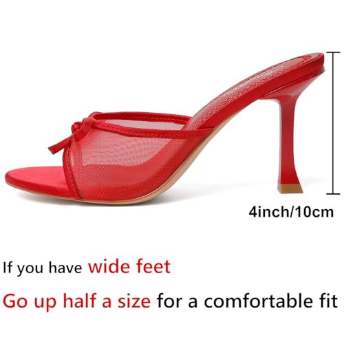 Image of Mostrin Kitten Heels for Women Round Toe Heels With Bow Vintage Mules Sexy Slip on Stiletto Backless Sandals for Party Daily