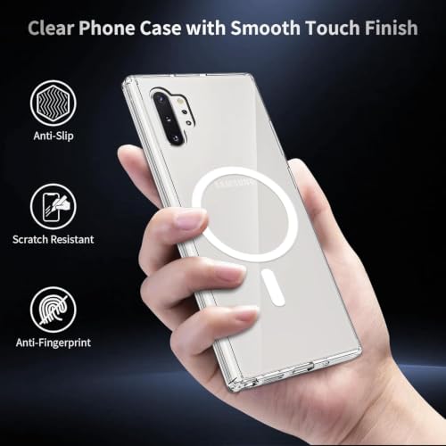 Image of JGD PRODUCTS Magnetic Case for Samsung Galaxy Note 10 Plus 5G Compatible with MagSafe, Shockproof Phone Bumper Cover, Anti-Scratch Clear Back (Clear)