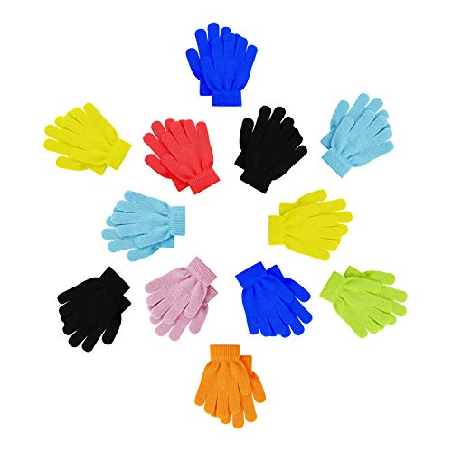 12 Pairs Kids Winter Gloves, Children Bulk Pack Fun Colorful Cute Magic Glove for Boys & Girls Assorted #2