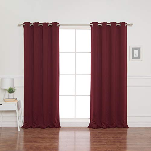 Best Home Fashion Basic Thermal Insulated Blackout Curtains - Antique Bronze Grommet Top - Burgundy - 52" W X 84" L – No Tie Backs (Set Of 2 Panels) #TOP1