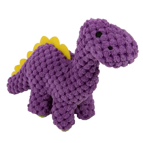Image of goDog Checkers Just for Me Dinos Bruto Squeaky Plush Dog Toy, Chew Guard Technology - Purple, Mini