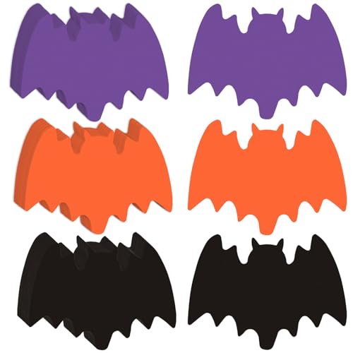MixTeach 180 Pcs Halloween Bat Paper Cutouts - Orange, Purple, Black - 3.9x2.8 Inch - 180g Cardstock - Educational Wall Cutouts