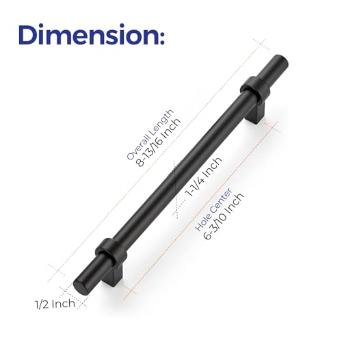 Image of Ravinte 20 Pack 8-13 /16 Inch Cabinet Pulls Matte Black Kitchen Cabinet Hardware Cupboard Handles with Square Base 8-13 /16 inch Length,6.3 inch Hole Center